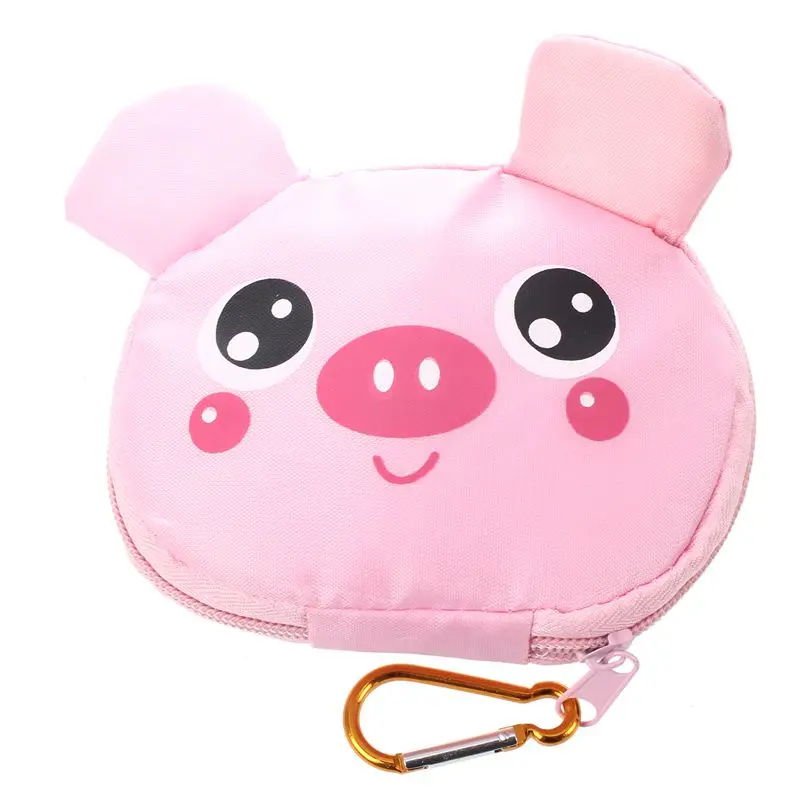 

Cartoon Animal Foldable Folding Shopping Tote Reusable Eco Bag waterproof shopping bag(Pink pig) The hook color is random