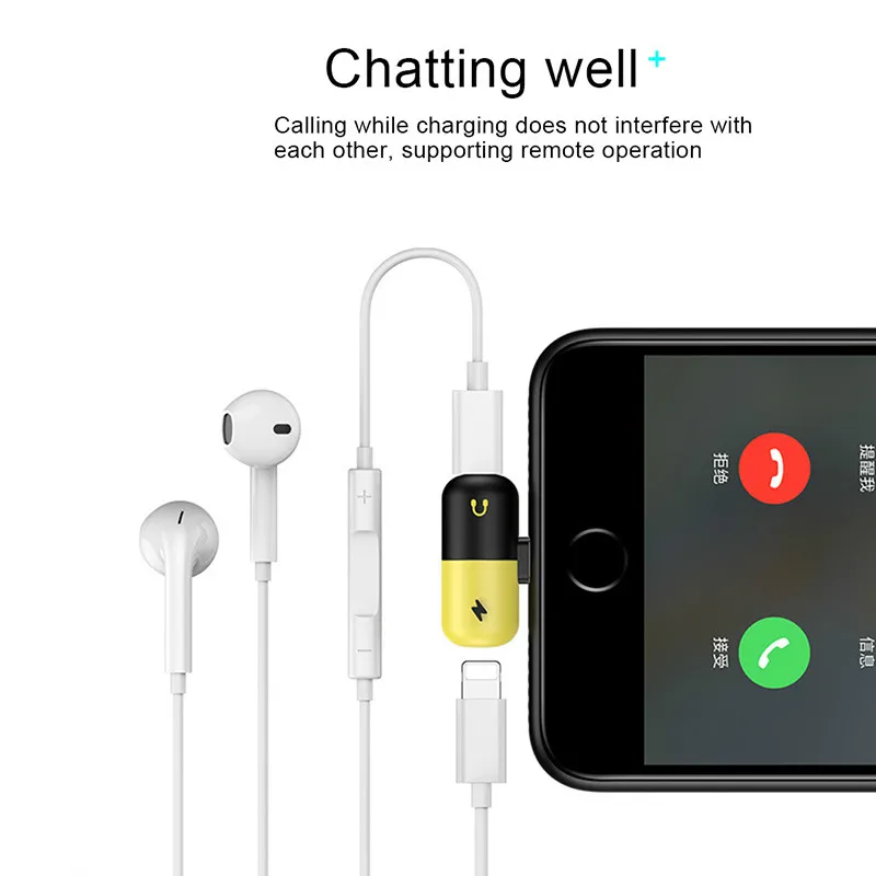 ACCEZZ For Apple Audio Charging XR Adapter Connector 8 For Splitter Calling iphone Headphone AUX 7 Lighting Plus Listening X XS
