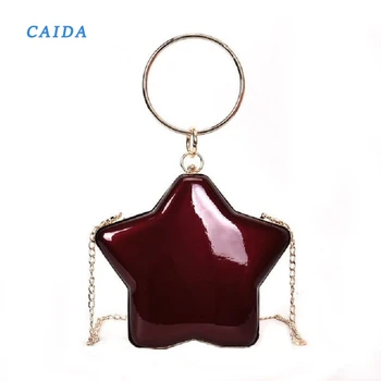 

CAIDA Star Shaped PU Leather Crossbody Bag Solid Women Bags Chain Shoulder Purse Day Clutches Evening Bags For Party Wedding