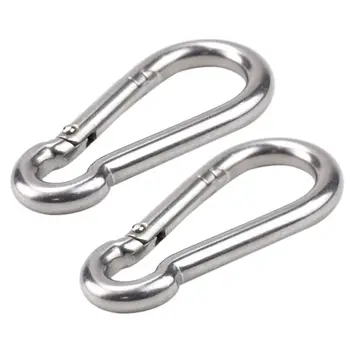 

2pcs Stainless Steel Multifunctional Spring Snap Hook Carabiner Clips for Hammock Outdoor Hiking Camping Quick Link
