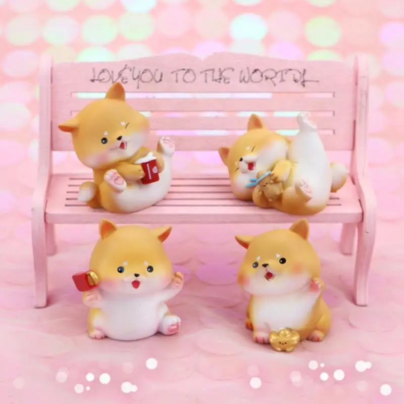 Cute Lucky Dog Figurines Mini Statue Miniature Ornament Gifts Cake Decoration Симпатичные фигурки на удачу