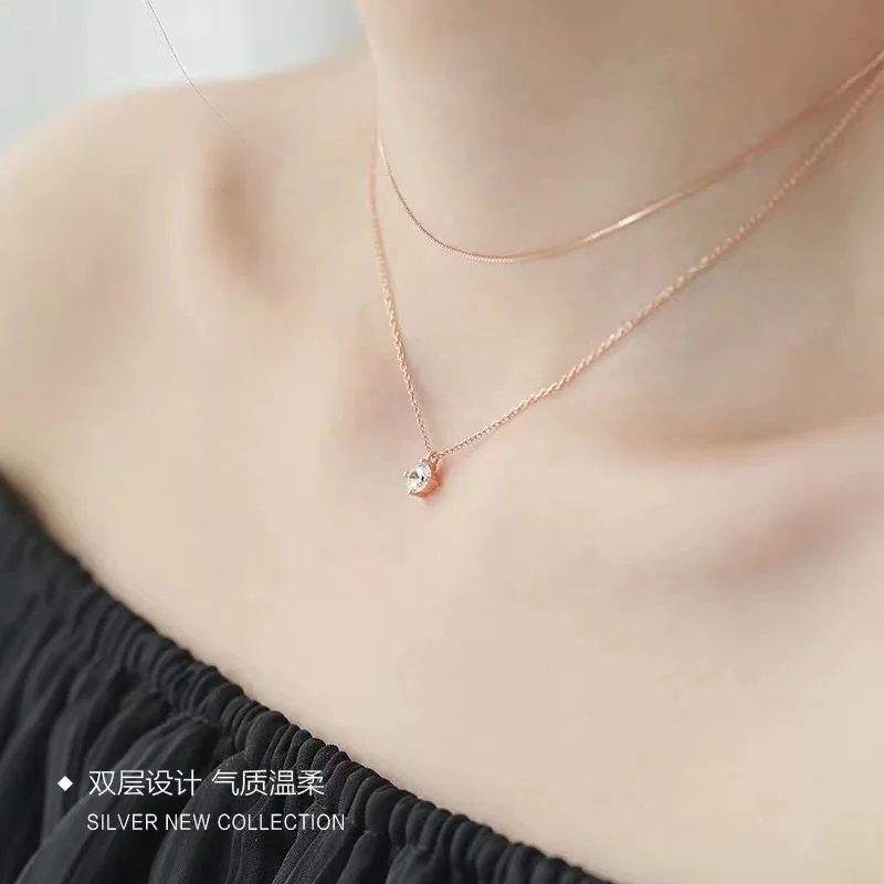 OMHXZJ XR156 Европейская мода для женщин и девушек подарок на день рождения свадьбу Круглый Циркон 925 пробы Серебряное Ожерелье