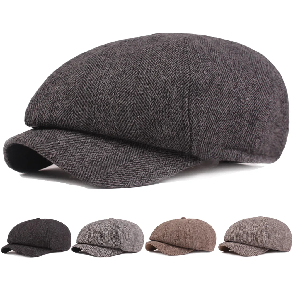 Мужские Newsboy Гольф-берет плоская шляпа повседневные Шапки для вождения зимние теплые уличные шапки CSHAT0437