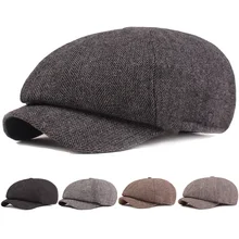 Мужские Newsboy Гольф-берет плоская шляпа повседневные Шапки для вождения зимние теплые уличные шапки CSHAT0437