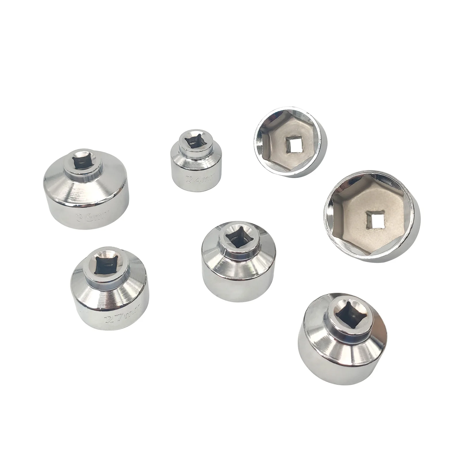 7 Pieces 3/8'' Oil Filter Cap Wrench Socket Set Tool Kit, 24 27 29 30 32 36 38mm Replacement for Mercedes Benz VW BMW