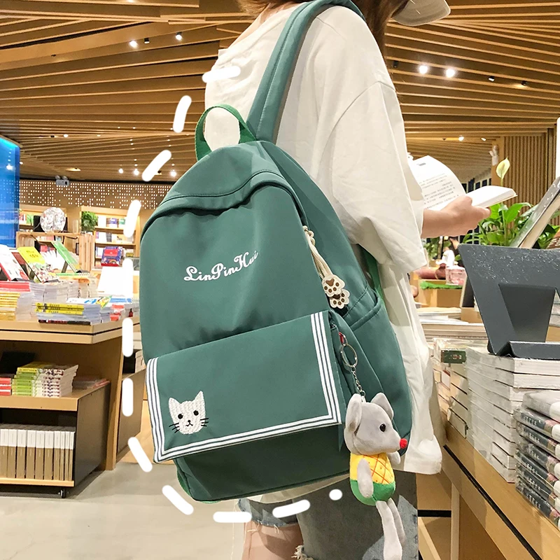 Женский нейлоновый милый рюкзак в клетку, в полоску, для студентов, для женщин, девочек, школьная сумка, модные рюкзаки, Kawaii, женская сумка Harajuku, книга для подростков