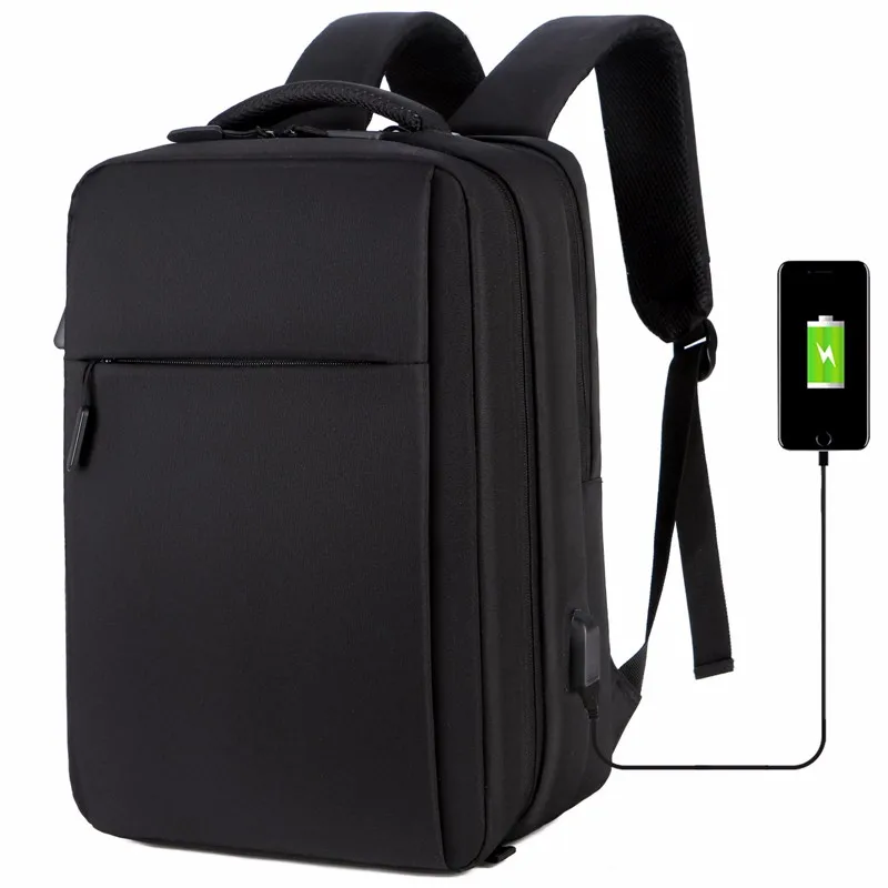Мужской рюкзак для путешествий, многофункциональный мужской рюкзак Mochila, сумки с usb зарядным портом, рюкзак 15,6 дюймов для ноутбука, школьная сумка для ноутбука, сумка - Цвет: Черный