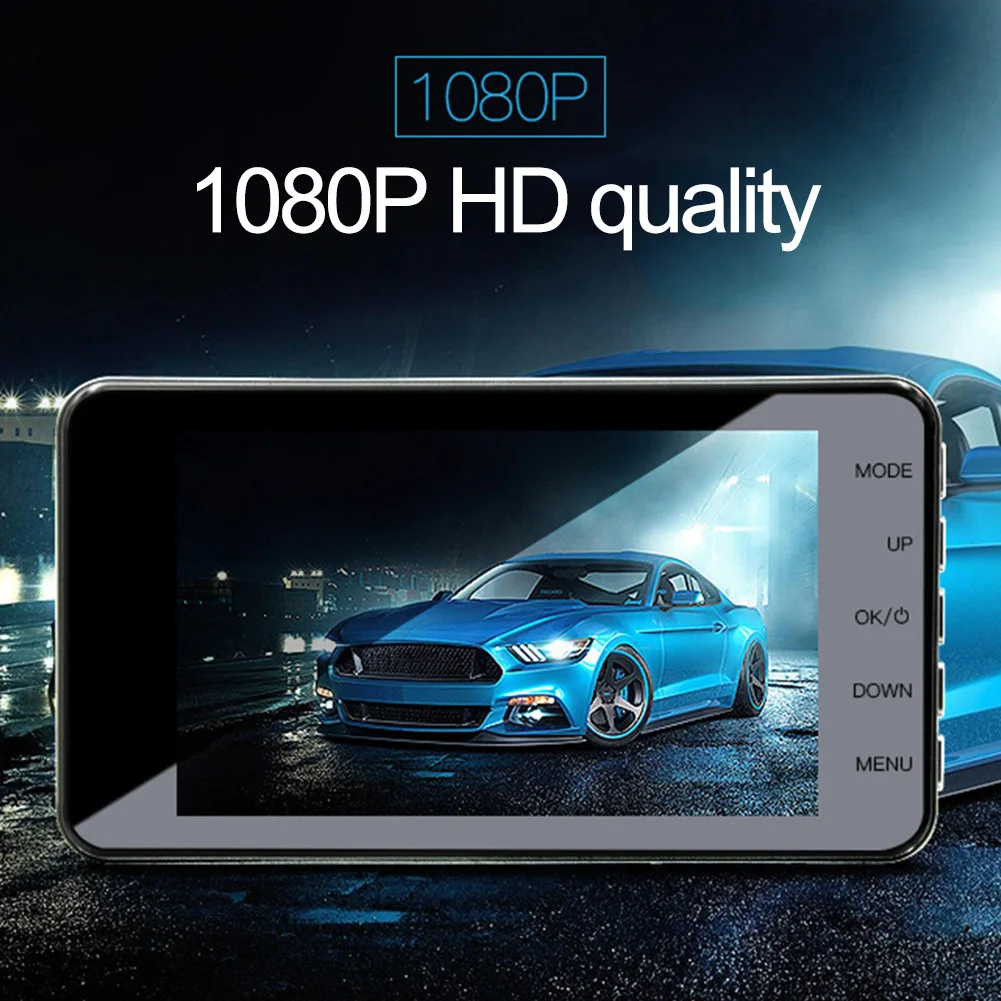 Vikewe HD 4-дюймовый двойной объектив 1080P широкоугольный видеорегистратор для вождения видеорегистратор двойной объектив Автомобильный видеорегистратор камера с поддержкой заднего хода