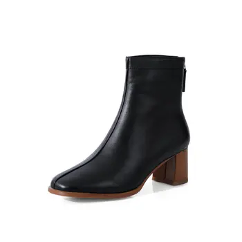 

Quality Ankle Boots Elegant Female Shoes Woman Genuine Leather back Zipper High Heels Boots Boots Newest Wedding size 41 42 43