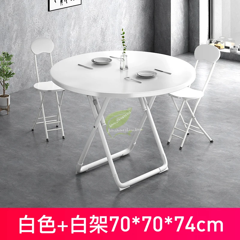  70cm Folding dining table home small apartment round square table Portable folding simple square ea