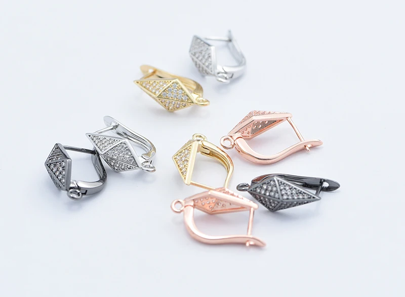 Neue DIY Ohrringe Verschlüsse Haken für Frau hand gefertigten Schmuck machen Accessoires Gold Farbe Messing Zirkon Ohrringe Haken – Detail 21