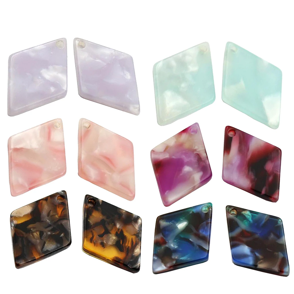 10Pcs Geometric Acrylic Pendant DIY Earring Bead Jewelry Making Accessories Acetate acrylic geometric rhombus shape dangle craft