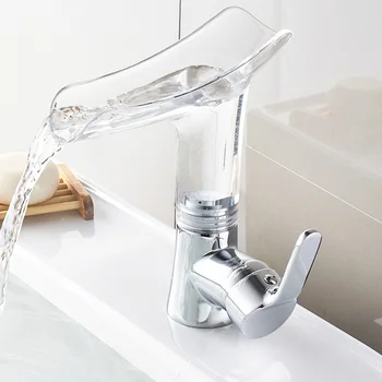 

Colorful Basin Faucets Waterfall faucet for Bathroom Basin Tap Single Handle Sink Mixer Tap Deck Mounted Bathroom Torneiras