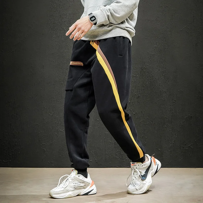 

Large Size Brushed And Thick Japanese-style Contrast Color Harem Pants Fitness Sports Sweatpants Large Size Trousers Casual Pant