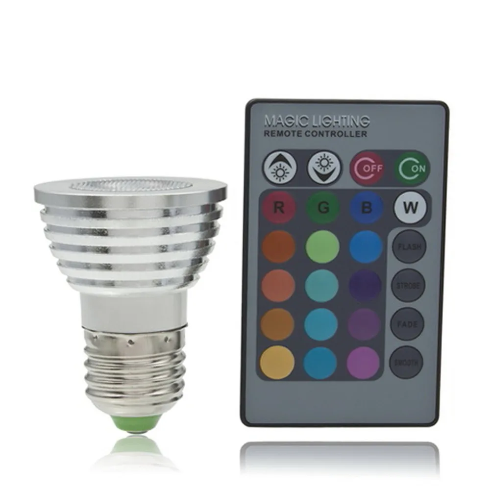 5W E27 многоцветная RGB светодиодный светильник лампа с пультом дистанционного управления