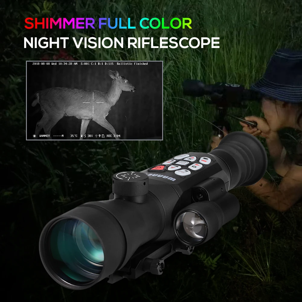 1080p охотничий телескоп, Монокуляр ночного видения, цифровой дальномер, баллистический компьютерный прицел, полноцветный, ночное видение