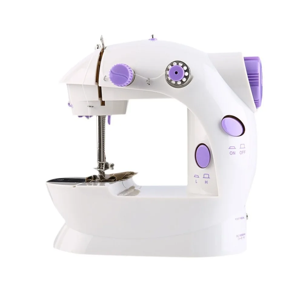 

Portable Household Mini Sewing Machine Electric Crafting Mending Machine 2-Speed Double Thread with Light Foot Pedal EU Plug