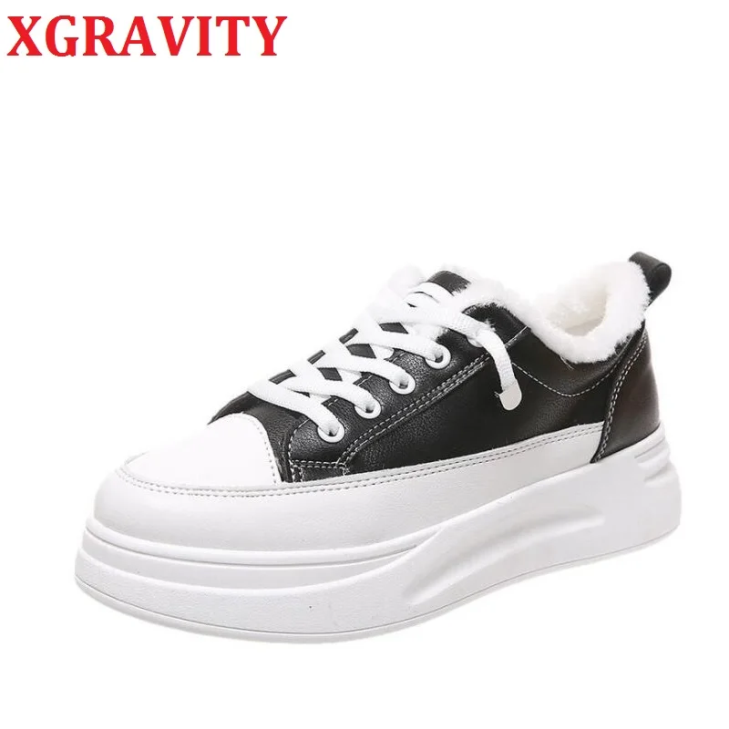 

Модные женские повседневные туфли XGRAVITY на плоской подошве, Элегантные зимние теплые туфли, плюшевые новые хлопковые женские туфли, женская обувь C049
