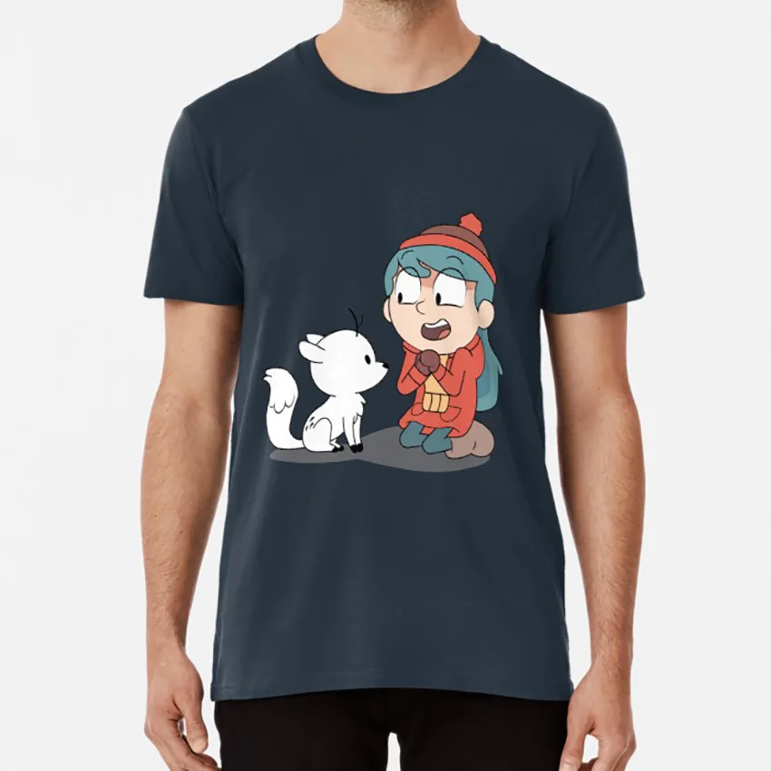 Футболка Hilda and twig для сидения серия hilda netflix, Детская футболка с рисунком из мультфильма для маленькой девочки, с гигантским каменным оленем из меха Альмы, синие волосы - Цвет: Тёмно-синий