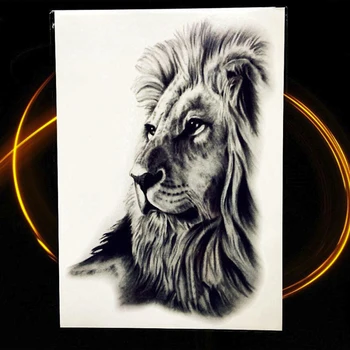

Africa Serengeti Lion Temporary Tattoo Indian Tribal Mighty Lion Warrior Waterproof Flash Tattoo Sticker Black Tattoo Men Women