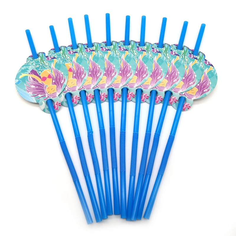 

10pcs/pack mermaid Theme Drinking Straws Decorations Baby Shower Events Kids Girls Favors Happy Birthday Party Straw