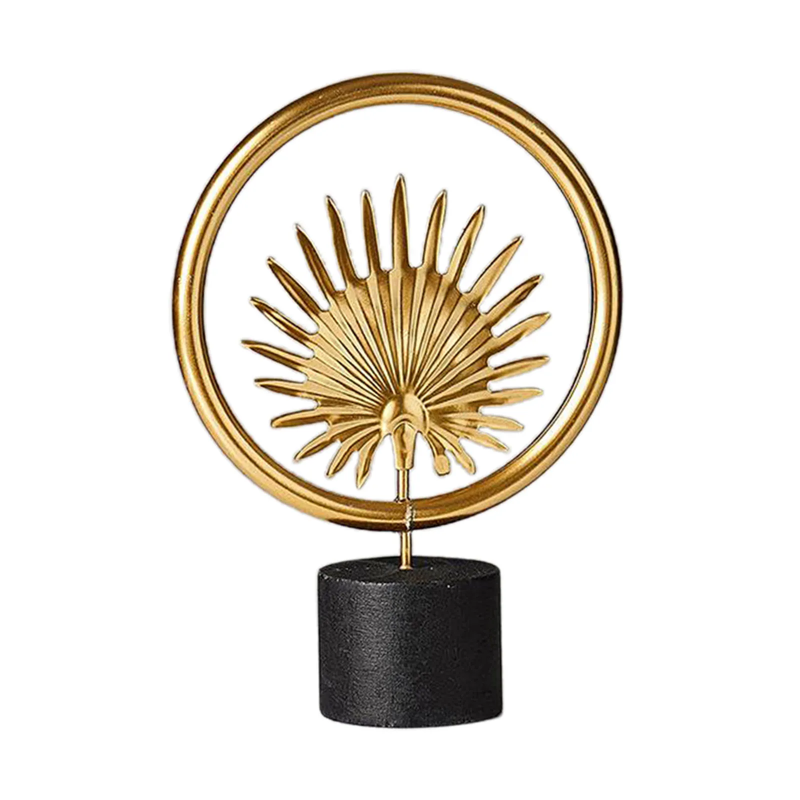 Small Iron & Wooden Sculpture Accent Piece,Modern Decorative Object for Home, Office, Table and Desktop