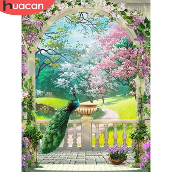 

HUACAN 5D Diamond Embroidery Anmial Peacock Cross Stitch DIY Diamond Painting Mosaic Flower Rhinestones Home Decor Handmade Gift
