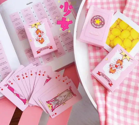 Cardcaptor Sakura 54 шт./компл. Аниме Покер карты персонажей комиксов коллекция FGO аниме «Наруто» Одна деталь МО дао ЗУ Shi "гинтама" Игральные карты Рождественские подарки - Цвет: Cardcaptor Sakura