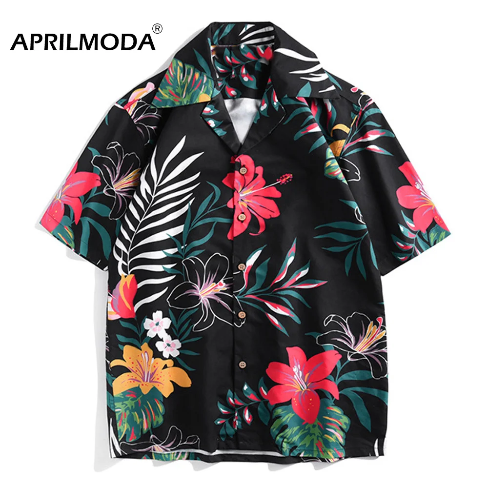 Гавайская рубашка мужская Повседневная Свободная Camisa Masculina пляжная Гавайская Праздничная Цветочная Высококачественная Мужская рубашка размера плюс