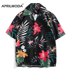 2019 гавайская рубашка мужская Повседневная Свободная Camisa Masculina пляжная Гавайская Праздничная Цветочная Высококачественная Мужская