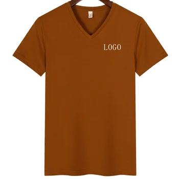 

Men's personalized t-shirt custom embroidery overalls Men's summer for work DIY your own Short Sleeve V-neck t-shirts
