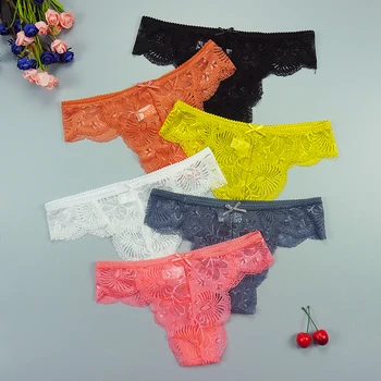 

6pcs/lots Thongs Lace Panties Women Sexy Tangas Transparent Hollow Erotic Underpants Intimate Lingerie Underwear Panty