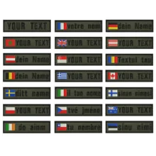 As bandeiras nacionais do fundo verde do exército 10x2.5cm bordaram o nome feito sob encomenda do remendo das listras do texto emblema do ferro ou remendos do revestimento do velcro