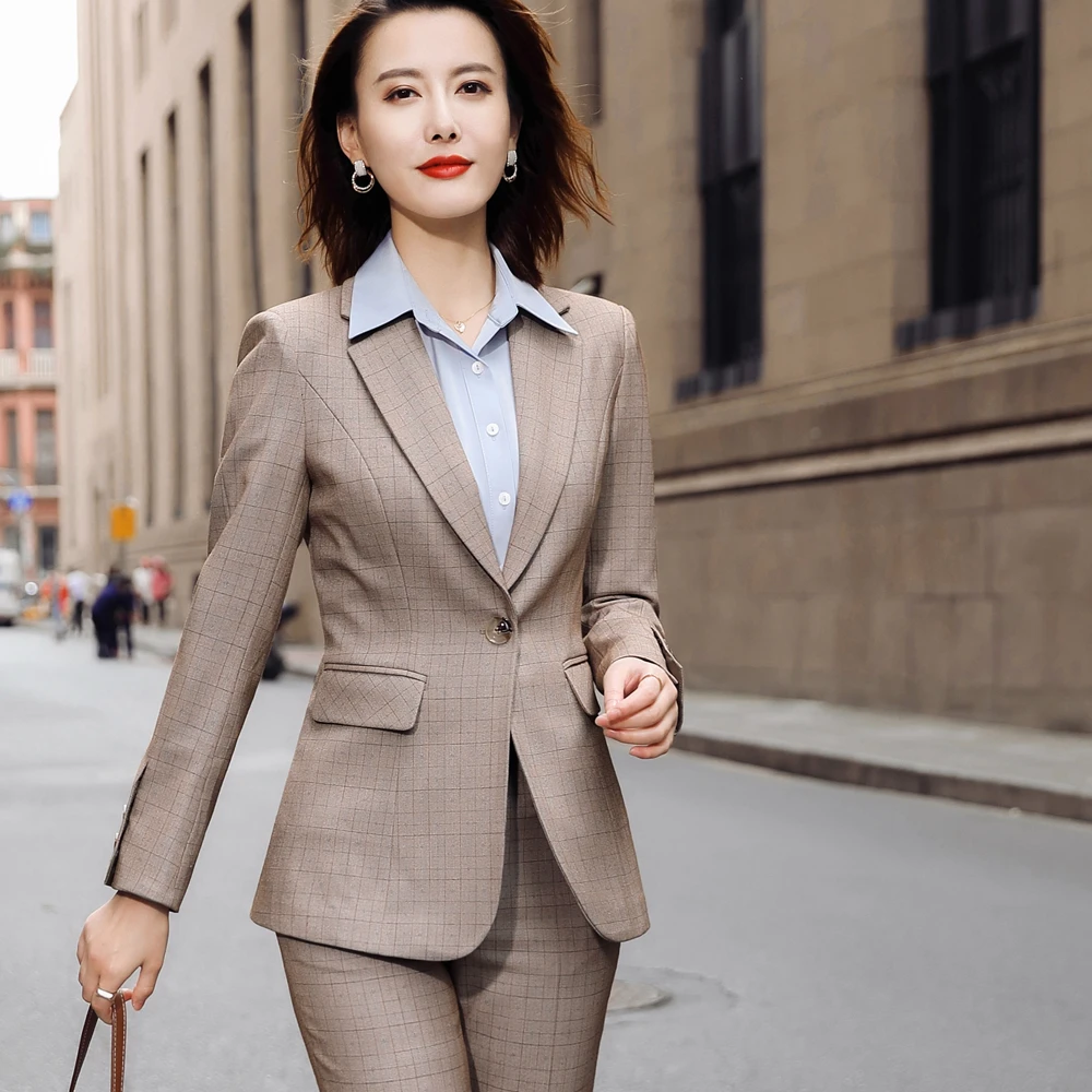 Conjunto de de ropa de trabajo para mujer, traje chaqueta y pantalones, color rosa, coreano, otoño e invierno, novedad - AliExpress Ropa de mujer