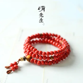 

Jindezhen Ceramics Zhuyu Red 108 A String Of Beads Bracelet Hand System Ceramics Ornaments Lovers Gift Transport