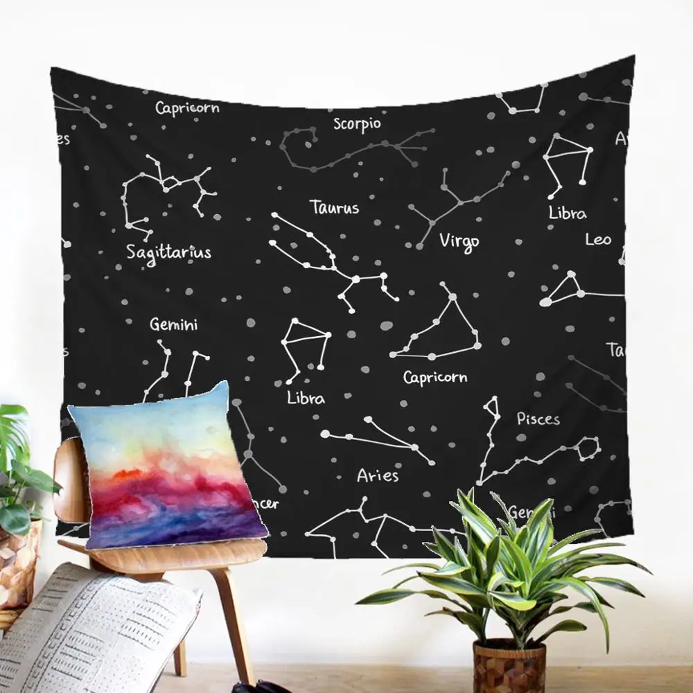 

Magnificen Tapestry Fabic High Quality Macrame Wall Hanging Constellation Pattern Gobelin Modern Home Decoration Dorm Decor