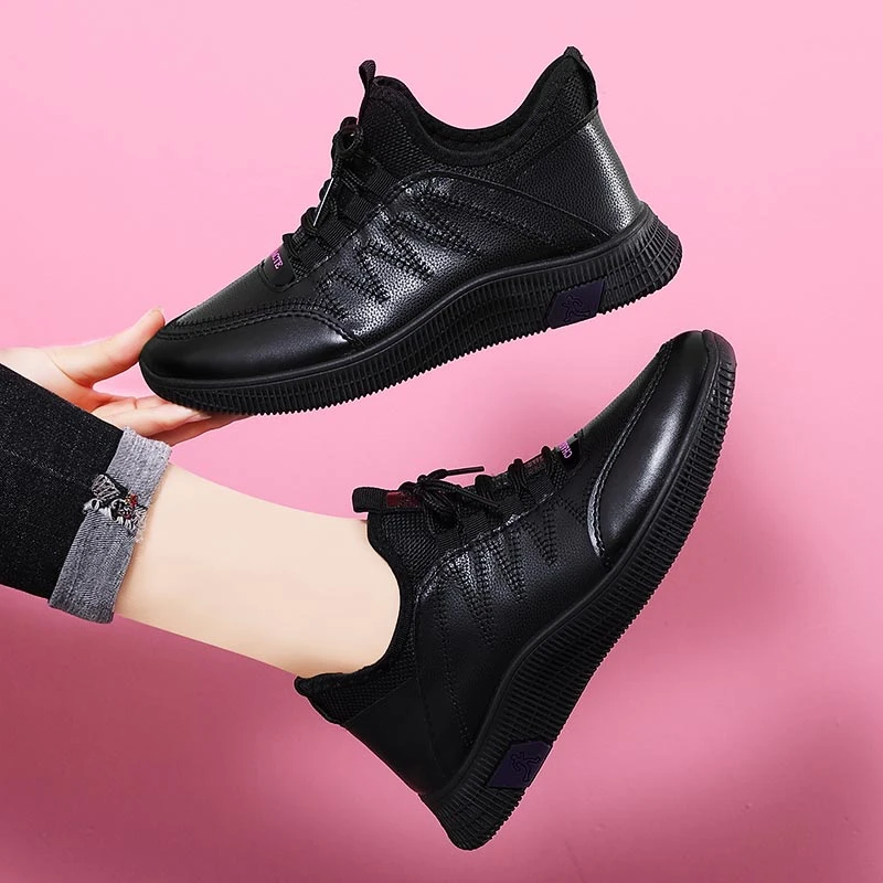 Zapatillas de deporte de piel para mujer, zapatos deportivos cálidos de invierno, marcas, zapatillas para correr, deportivas, GME 2816 de piel negra|Zapatillas de correr| - AliExpress