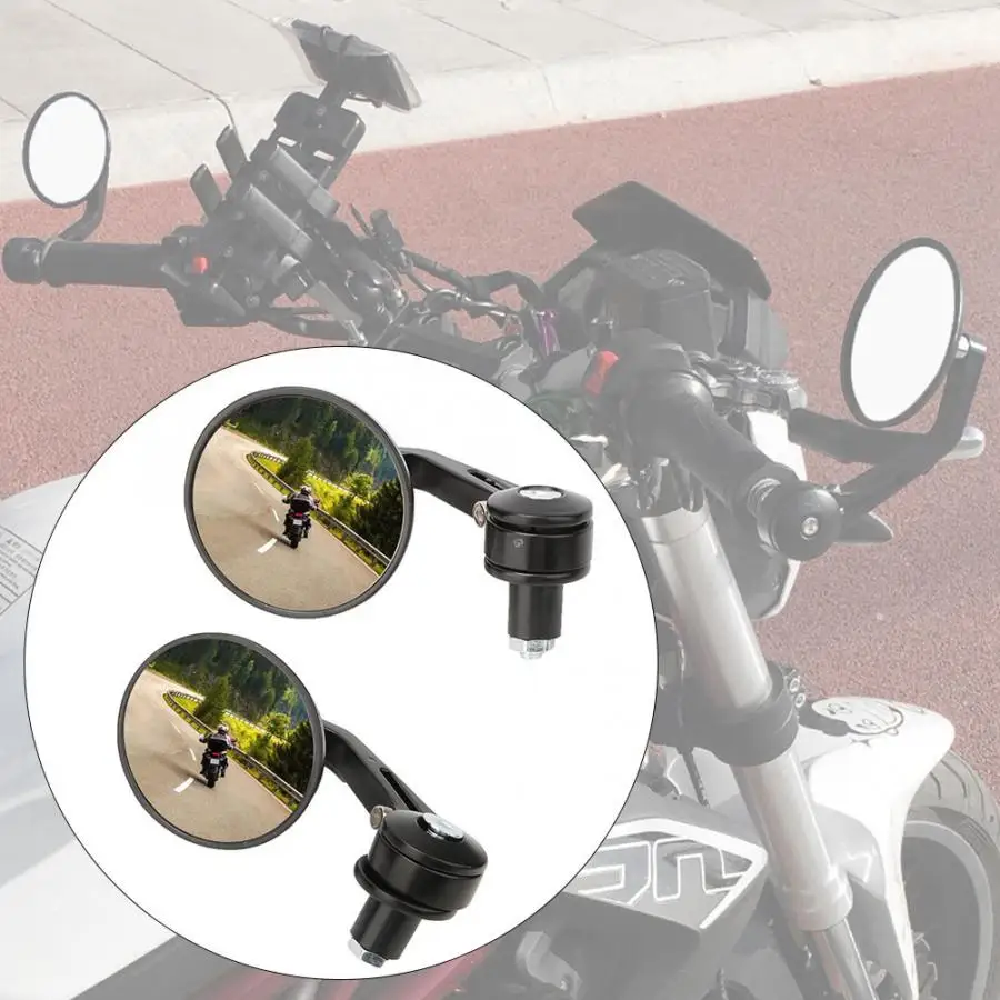 Bicycle Mirrors 2Pcs Retro Aluminum Alloy Electrombile Handle Bar End Round Rear View Mirrors