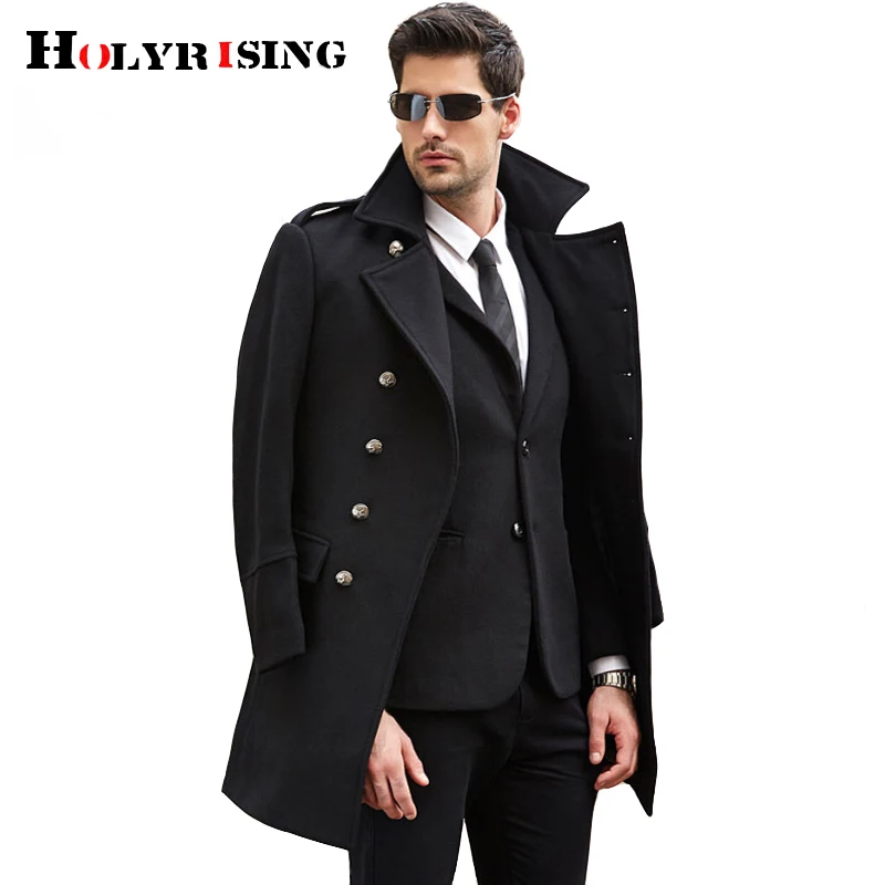 Мужское двубортное шерстяное пальто, зимнее пальто, длинное Мужское пальто, высокое качество, мужская куртка из шерсти 19032-5