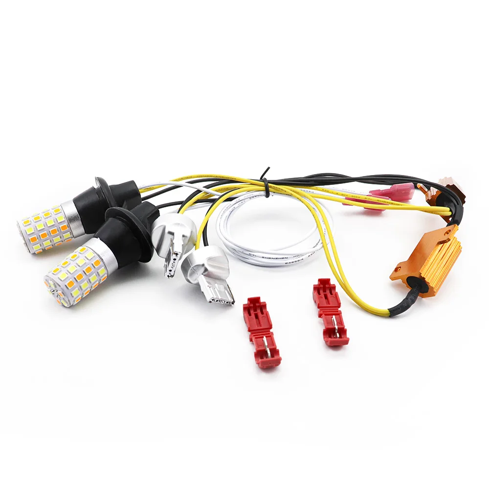 Двойной Цвет 7440 Canbus Smd 54 светодиода T20 W21w Wy21w дневные ходовые огни светильник режим