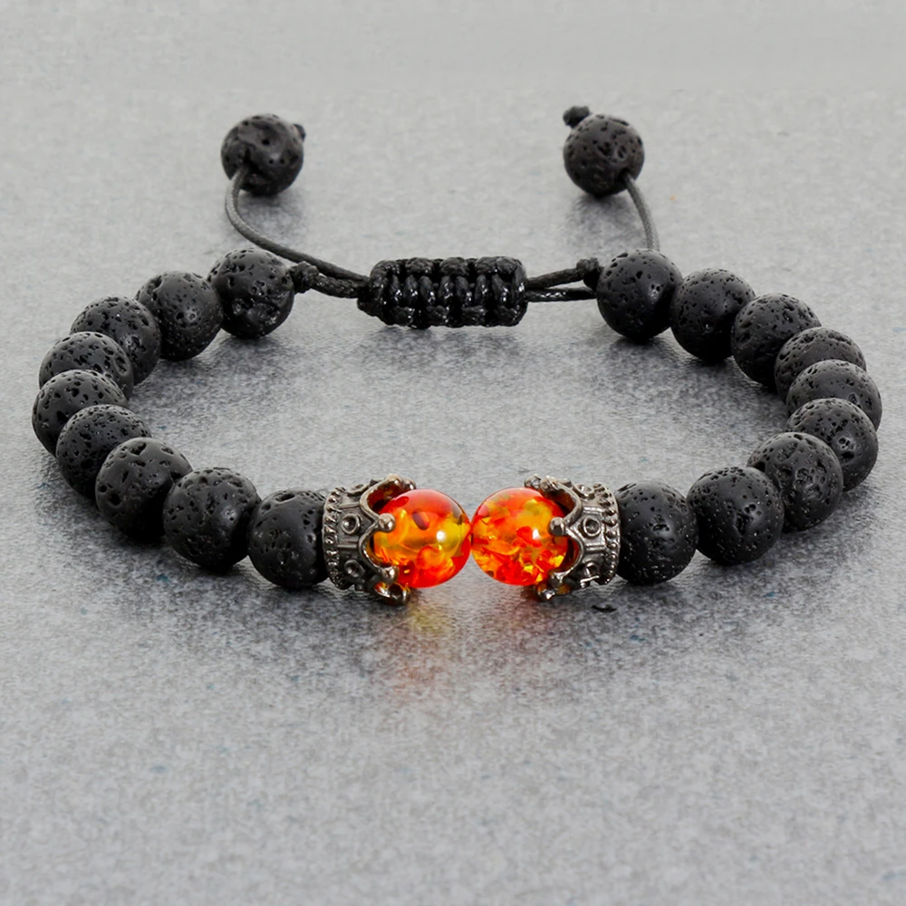 STERNZEICHEN ARMBAND BUDDHA LAVA STEIN SCHWARZ ARMBÄNDER HOROSKOP