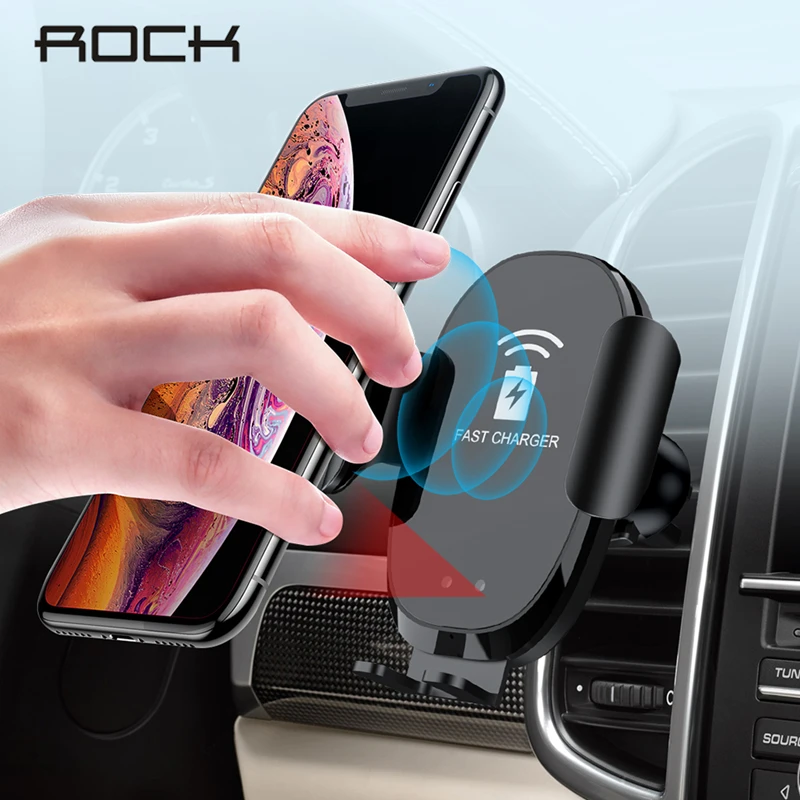 Price ROCK Infrared Sensor Automatic Qi Fast Wireless Car Phone Charger For iphone Samsung Car Phone Holder For Xiaomi Huawei 10W