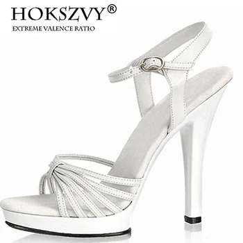 

HOKSZVY 13cm Heels New Solid Black Ol Work Dress Hentian Super High Heels Thick Bottom Waterproof Platform Stage Sandals LYP