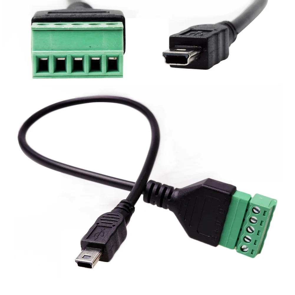 USB 2,0 mini 5Pin папа-5 Pin/Way Женский болт винтовой щит клеммы вставной Тип Кабель-адаптер