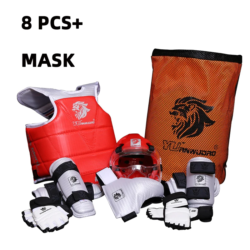 

Taekwondo Protectors set 8 PCS Karate Helmet Chest Hand Foot Guard Arm Knee Thickening