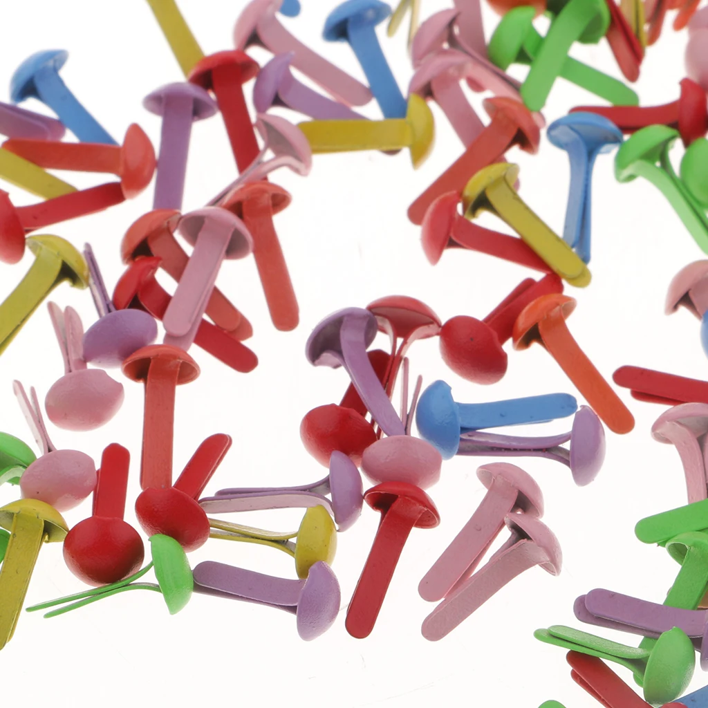 200pcs Metal Round Head Split Pin Brads Paper Fastener For Scrapbook Decor