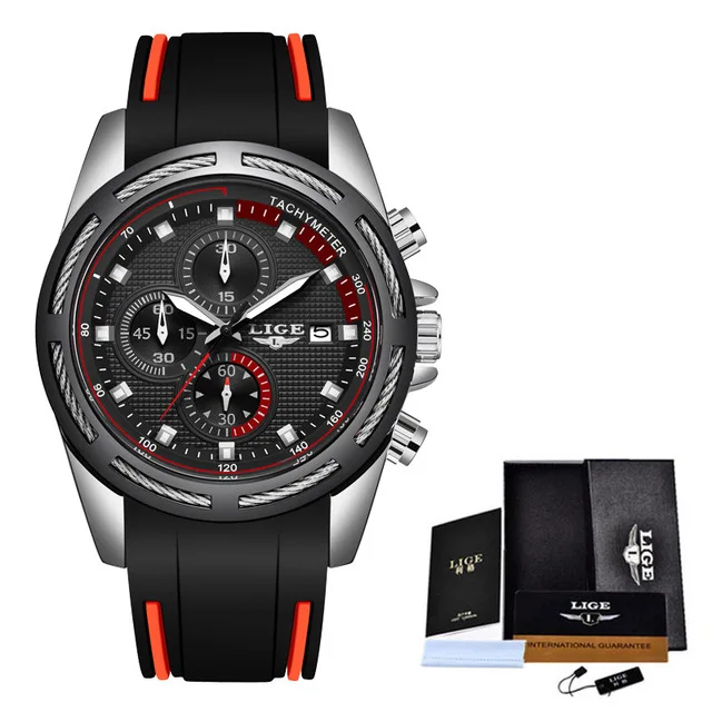 Silver Black LIGE новые часы для мужчин s повседневные модные спортивные часы для мужчин лучший бренд класса люкс водонепроницаемые кварцевые наручные часы Relogio Masculino+ коробка - Цвет: Silver Black