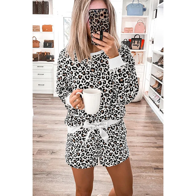 

shi ying Women's Tracksuit Piece 2020 New Style Long Sleeve Knit Crew Neck Sexy Pajamas Women's