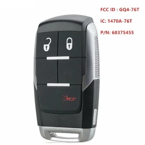 GQ4-76T For Dodge RAM Pickup HD 2500 3500 4500 5500 2019 2020 2021 433MHz PCF7953M 4A Chip 68375456AB Remote Key 3 4 5 Buttons