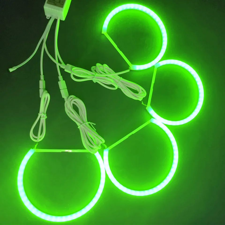 Anelli LED Angel Eyes Per BMW E46 E Altri Modelli - RGB Multicolore, 131mm E 146mm, Con Telecomando, Daytime Running Lights - Foto 7